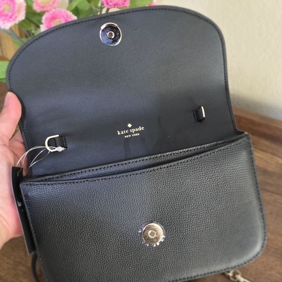 NWT Kate Spade Kristi Chain Flap Crossbody In Black - Picture 2 of 6